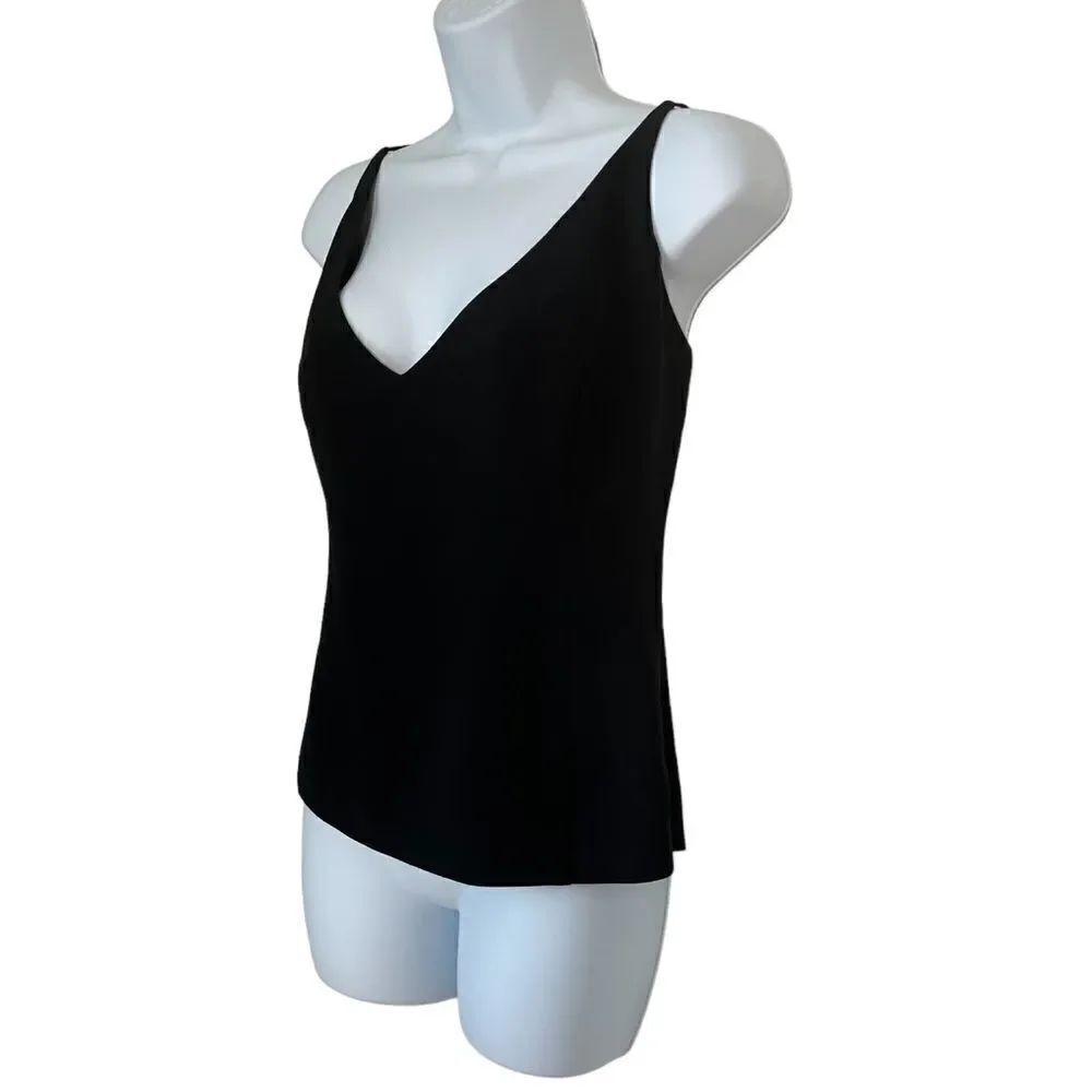 Tahari Black Lined Sleeveless Strap Blouse Top sz 12